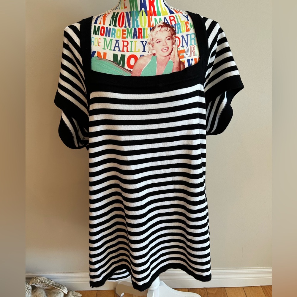 Torrid Black and White Striped Top